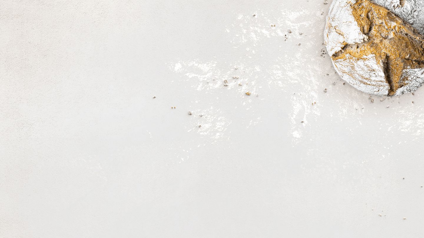 Bakery background with flour and bread